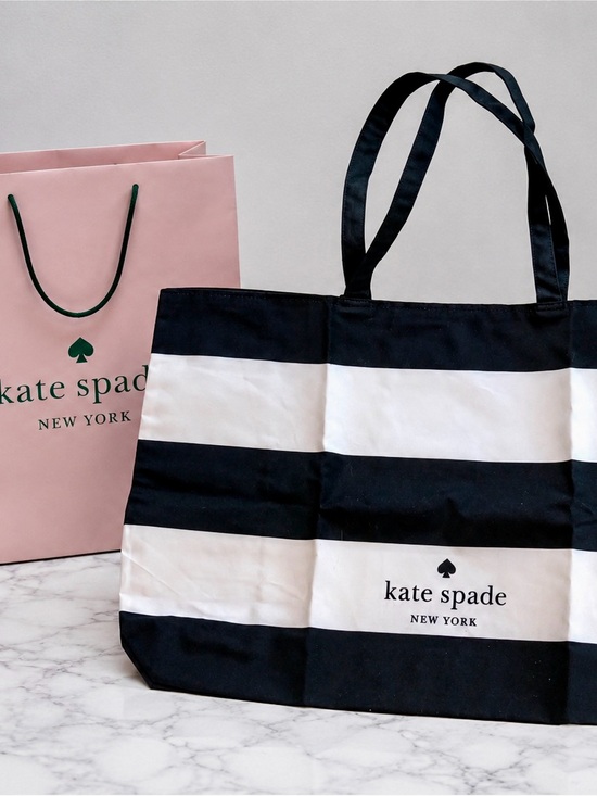kate spade Handbags - kate spade Black and White Striped Canvas Tote